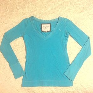 Abercrombie & Fitch Turquoise Long Sleeve V-Neck